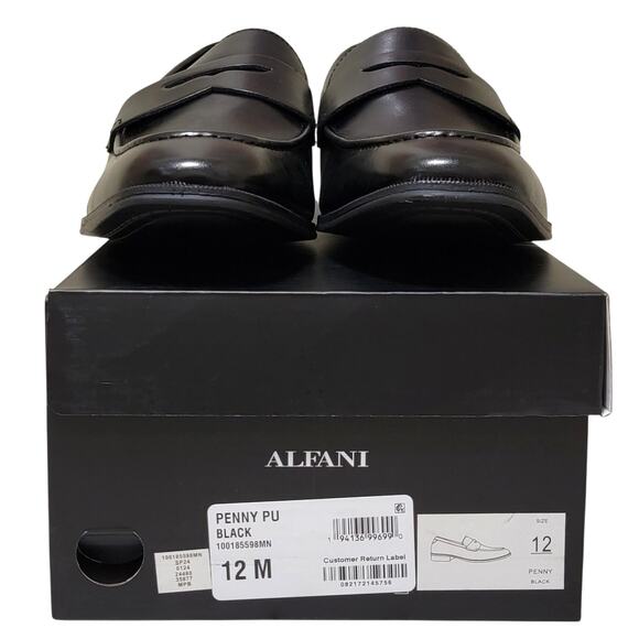 Alfani Men Penny PU Slip On Penny Loafers Size US 12M Black Faux Leather - Picture 4 of 4